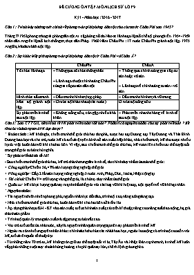 Đề cương ôn tập học kì I môn Lịch sử lớp 9 - Năm học 2016-2017